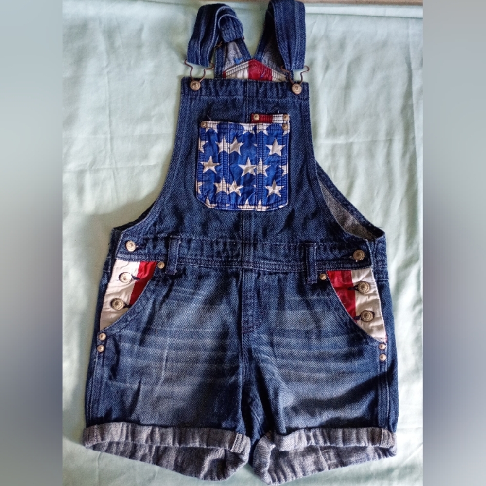 LEI Denim Overalls with Red and White Accents